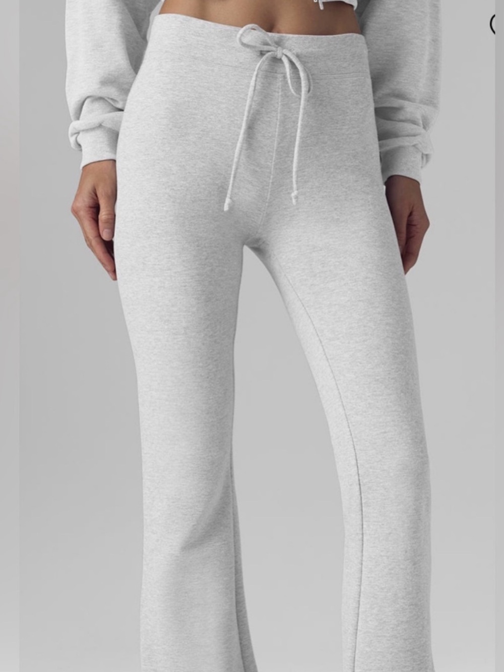 Alo Sway Bootcut Sweatpant - Heather Grey - XXS - hemmed to 28”